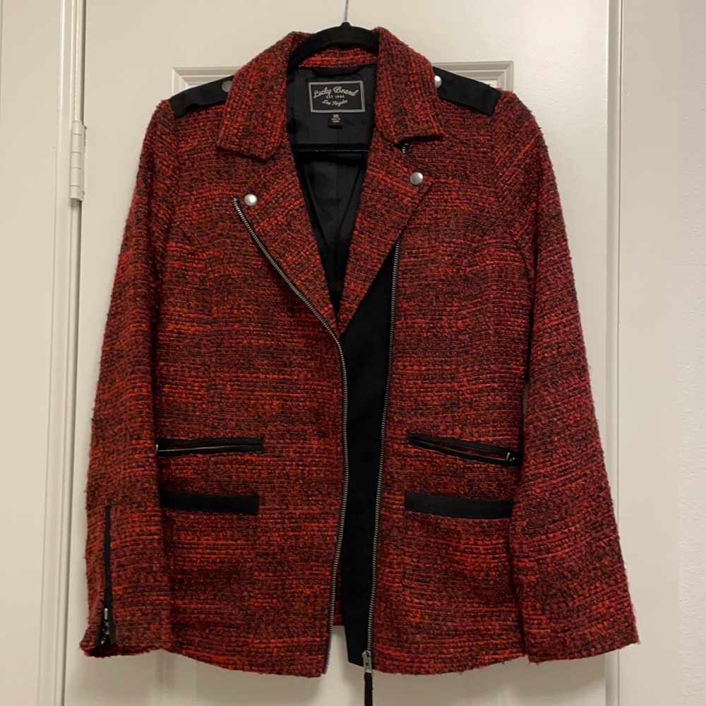 Lucky Brand Military Red Zipper Jacket